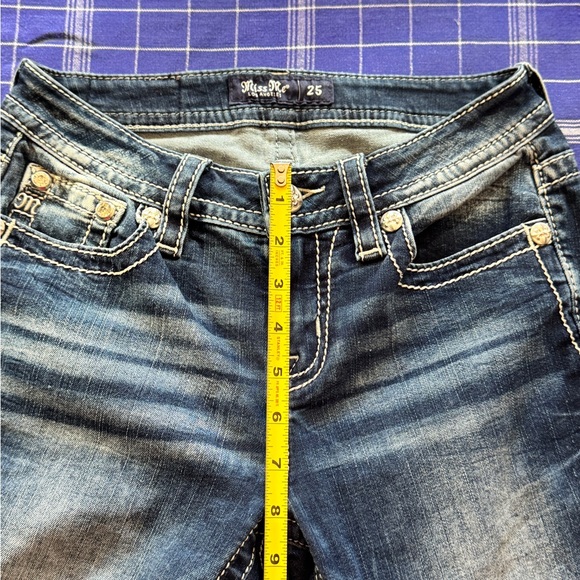 Miss Me Dark Blue Denim Jeans Mid-Rise Boot Size 25 - Picture 10 of 15